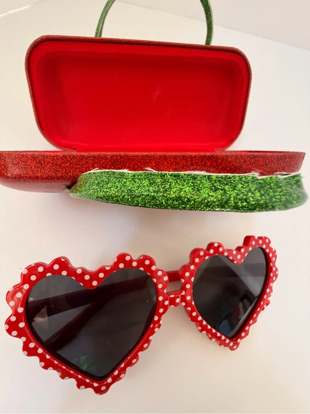 Red Heart Sunglasses with Strawberry Case